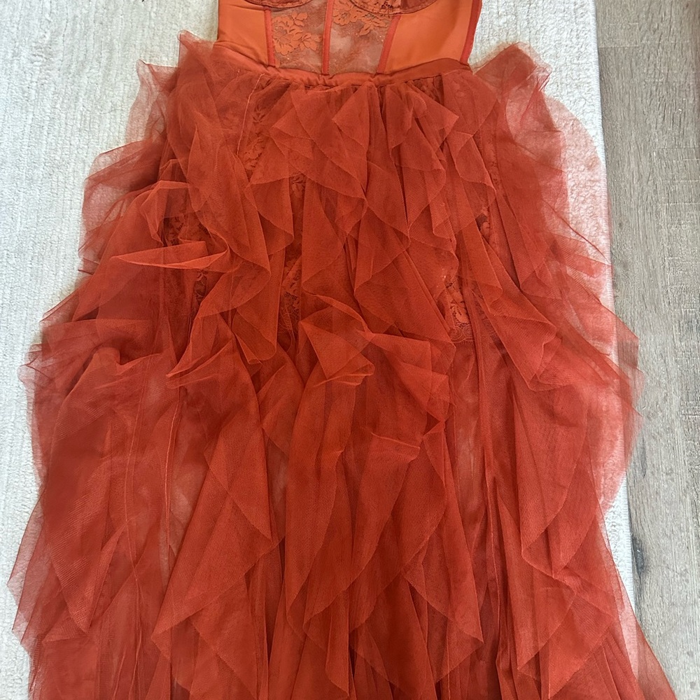 Elegant Orange Ruffled Dress